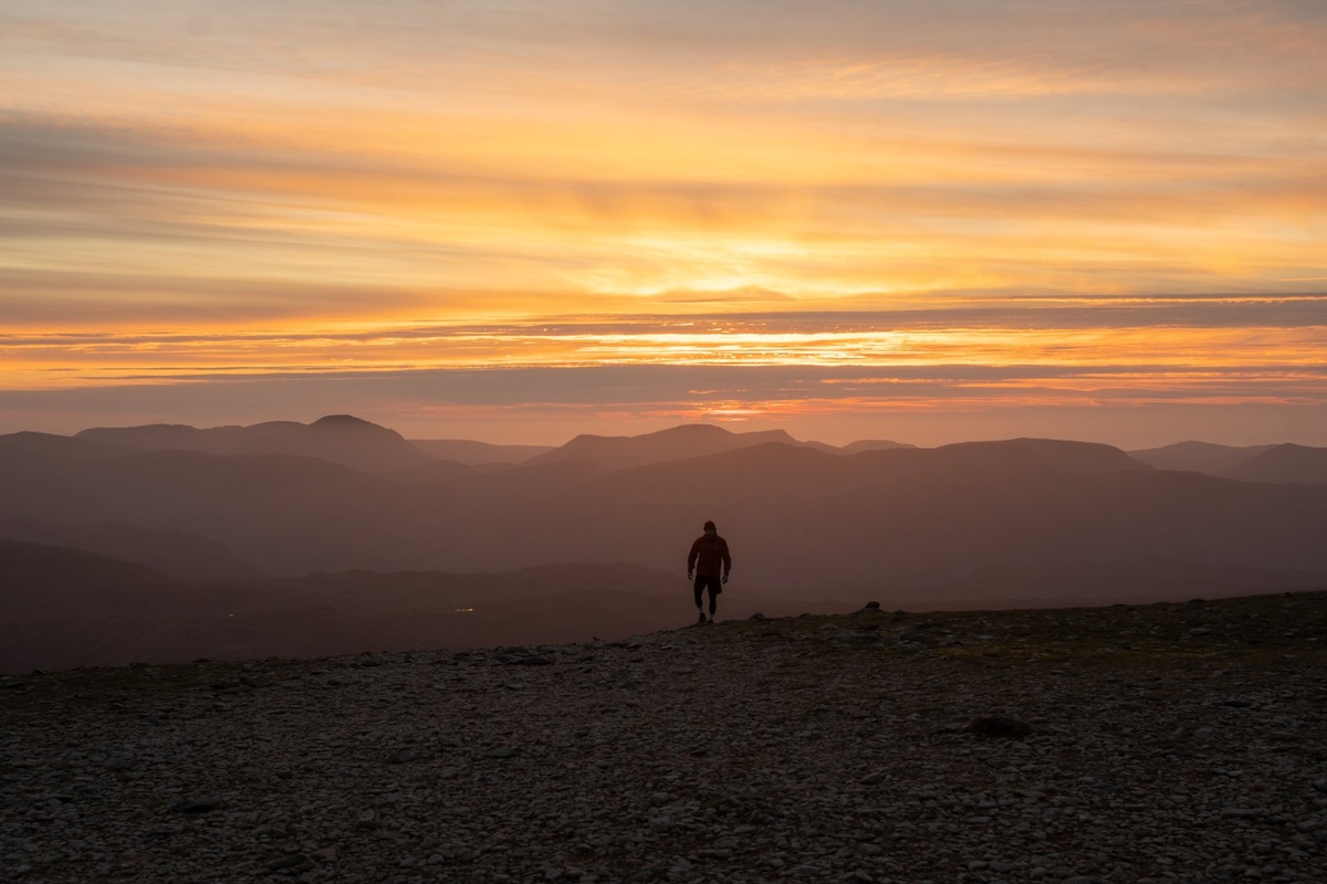 Sunset over Lake District hills