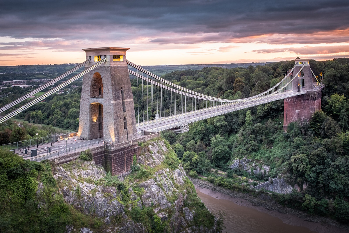 Clifton Suspension Bridge in Bristol at sunset