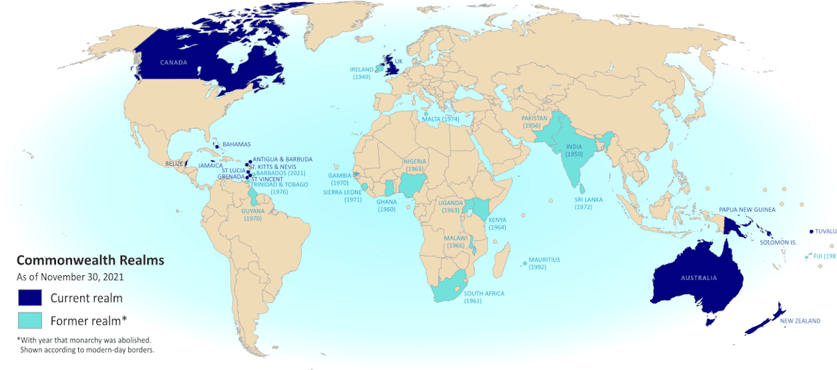 Map of the Commonwealth Realms