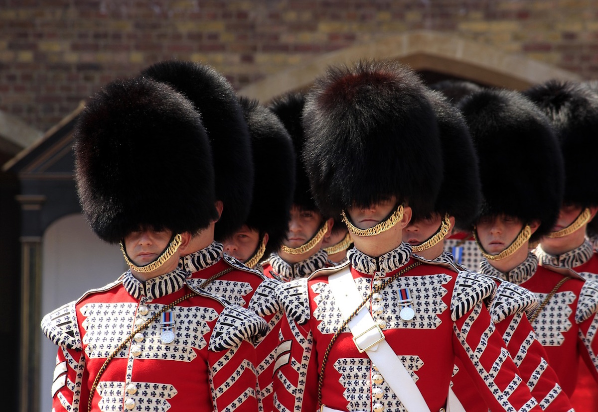 Buckingham Palace guards during the Changing of the Guard ceremony