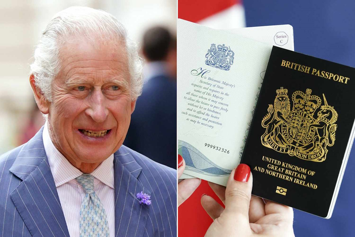 A British passport, featuring King Charles III